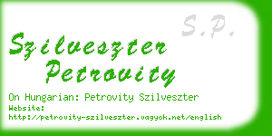 szilveszter petrovity business card